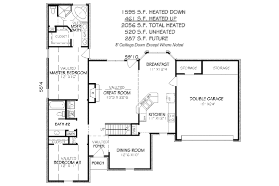 Floor Plan - Main Floor for European House Plan #424-65 - 4 bed, 3 bath