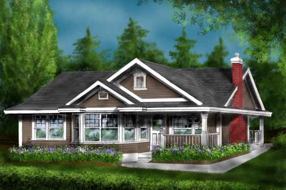 Exterior - Front Elevation for Country House Plan #18-1047 - 2 bed, 1 bath