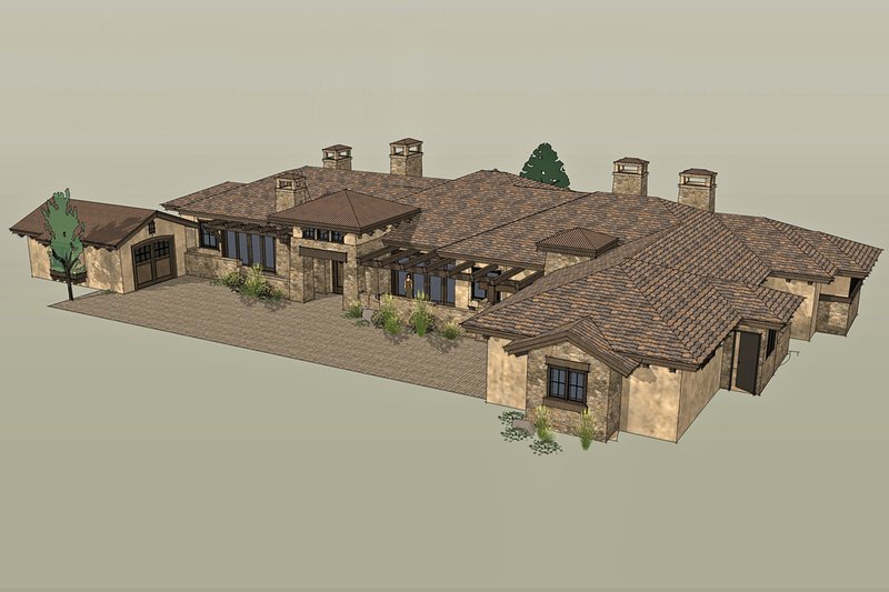 Home Plan - Exterior - Front Elevation 4 for Mediterranean House Plan #892-31 - 3 bed, 3.5 bath