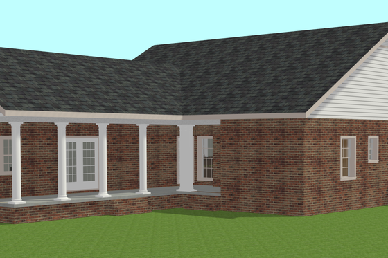 Exterior - Rear Elevation for Country House Plan #44-196 - 3 bed, 2 bath
