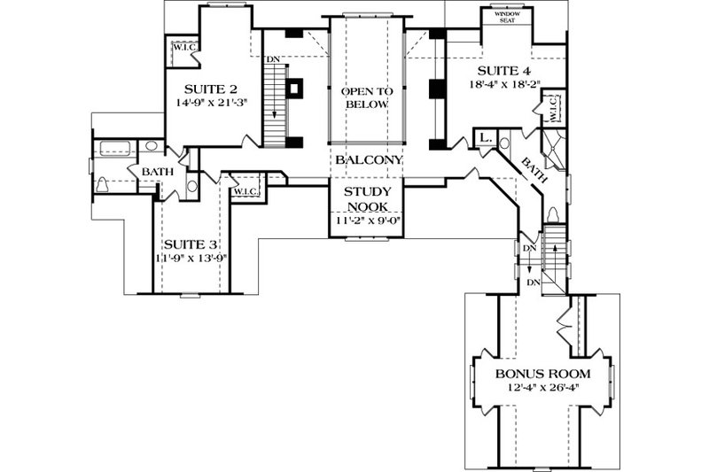 Dream House Plan - Floor Plan - Upper Floor for Craftsman House Plan #453-19 - 4 bed, 3.5 bath