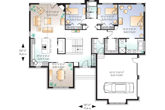 Floor Plan - Main Floor for Traditional House Plan #23-647 - 3 bed, 2 bath