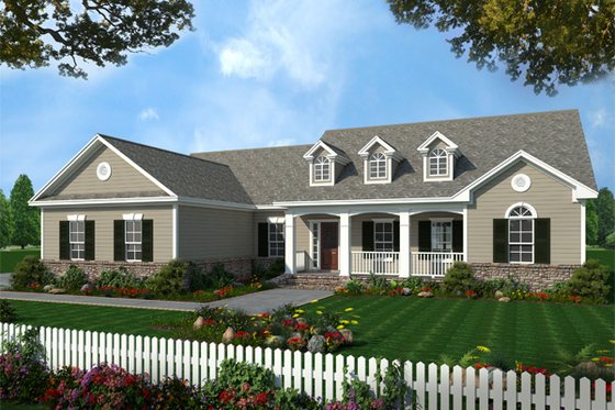 Exterior - Front Elevation for Southern House Plan #21-135 - 3 bed, 2.5 bath