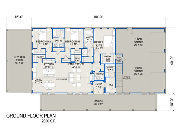 Barndominium Floor Plan - Main Floor Plan #1103-6