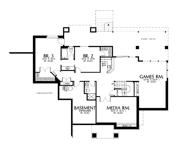 Home Plan - Mediterranean Floor Plan - Lower Floor Plan #48-425