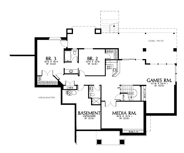 Dream House Plan - Mediterranean Floor Plan - Lower Floor Plan #48-425