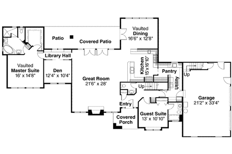 Home Plan - Floor Plan - Main Floor for European House Plan #124-363 - 4 bed, 3.5 bath