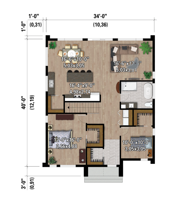 European Floor Plan - Main Floor Plan #25-5034