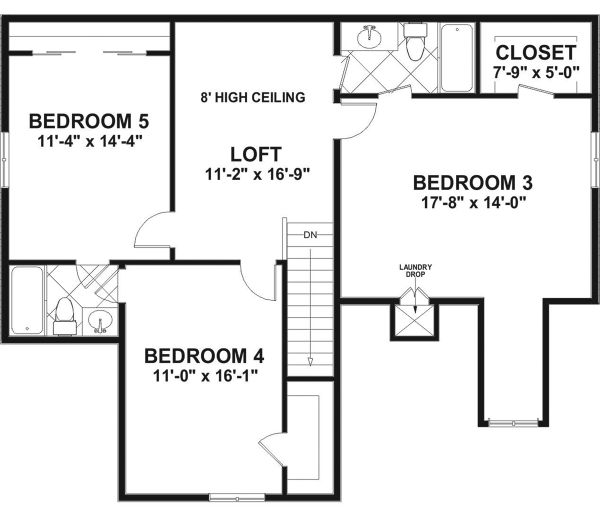 Craftsman Floor Plan - Upper Floor Plan #56-720