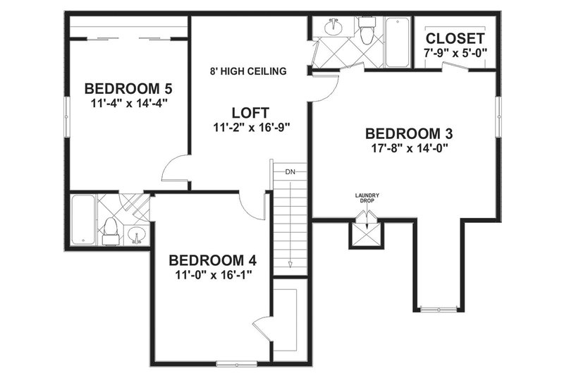 Architectural House Design - Floor Plan - Upper Floor for Craftsman House Plan #56-720 - 5 bed, 4 bath