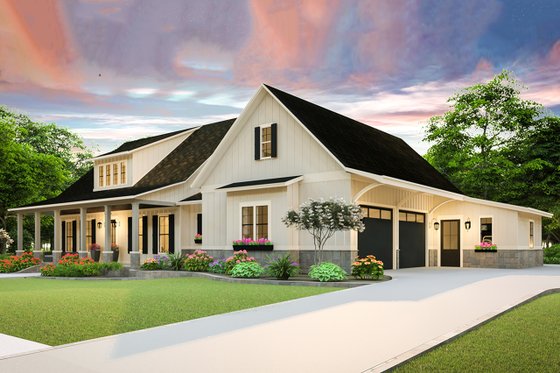 Exterior - Front Elevation 7 for Farmhouse House Plan #406-9653 - 3 bed, 2 bath