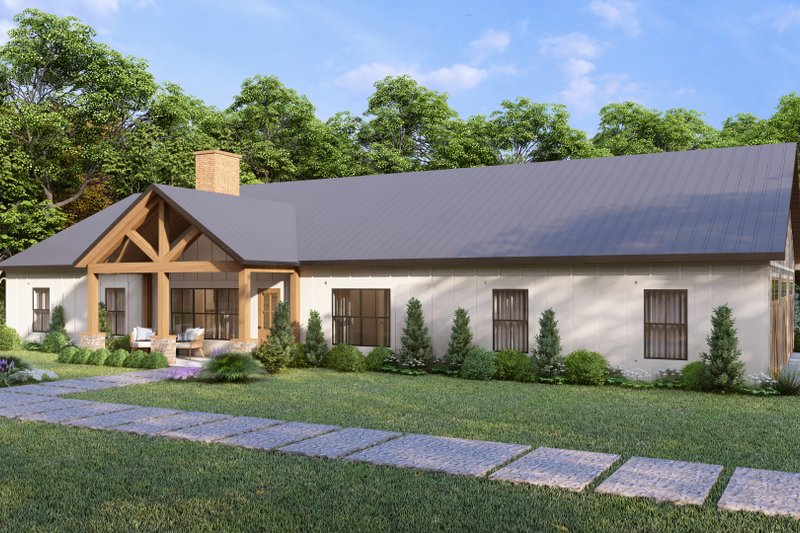 House Blueprint - Exterior - Front Elevation 3 for Barndominium House Plan #1117-7 - 4 bed, 3.5 bath