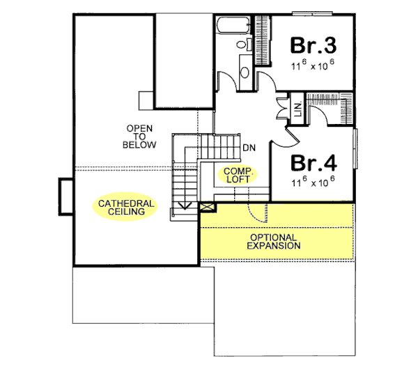 Farmhouse Floor Plan - Upper Floor Plan #20-1224