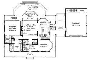 Floor Plan - Main Floor for Colonial House Plan #929-50 - 3 bed, 2.5 bath