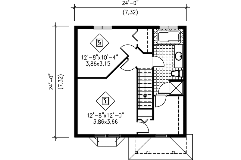 House Plan Design - Floor Plan - Upper Floor for Victorian House Plan #25-2002 - 2 bed, 1.5 bath