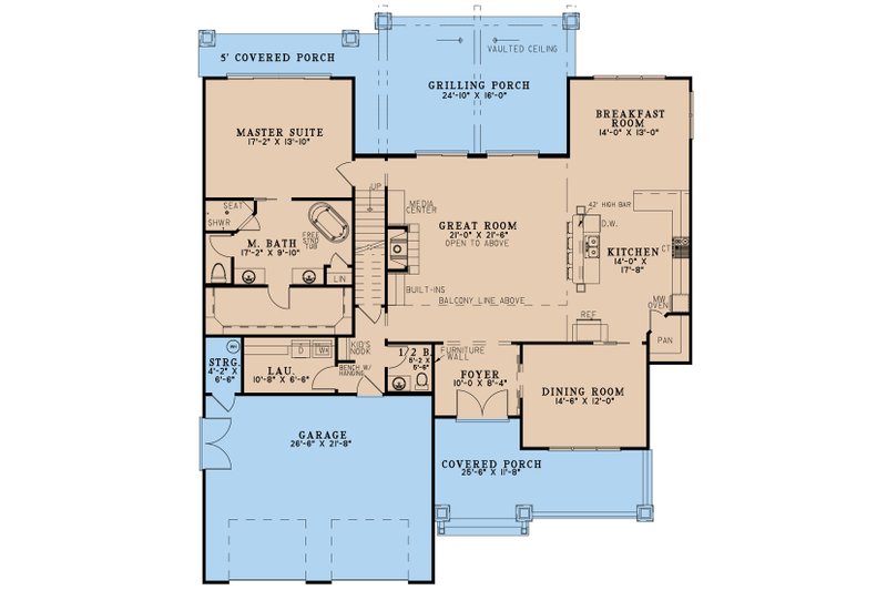 House Blueprint - Floor Plan - Main Floor for Country House Plan #923-326 - 3 bed, 3.5 bath