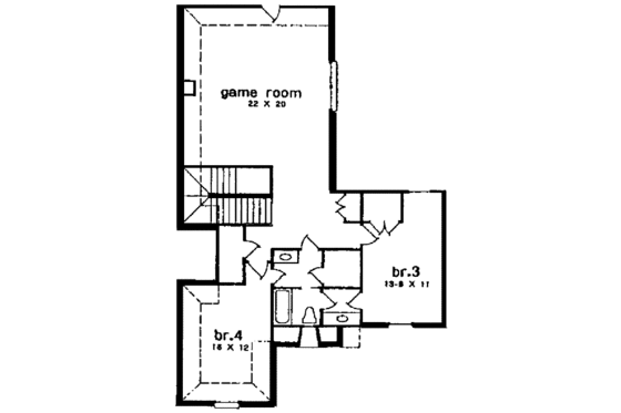 Floor Plan - Upper Floor for European House Plan #301-116 - 4 bed, 4.5 bath