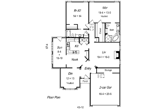 Floor Plan - Main Floor for Traditional House Plan #329-228 - 2 bed, 2 bath