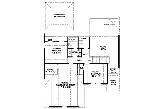 Floor Plan - Upper Floor for European House Plan #81-696 - 3 bed, 2.5 bath