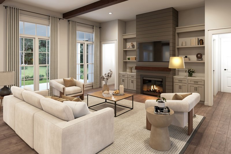 Home Plan - Interior - Family Room for Farmhouse House Plan #430-410 - 4 bed, 3.5 bath