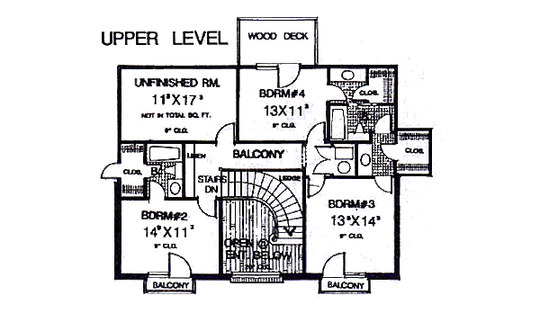 Colonial Floor Plan - Upper Floor Plan #310-947