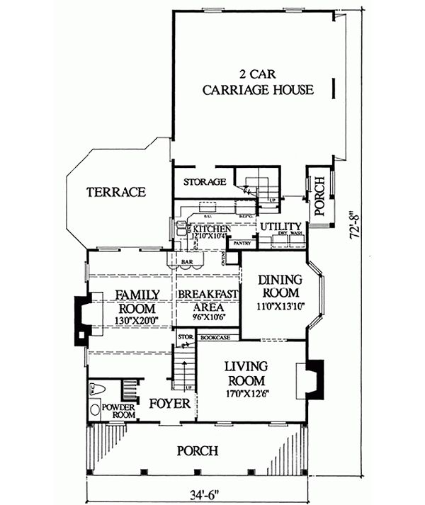Architectural House Design - Colonial Floor Plan - Main Floor Plan #137-241