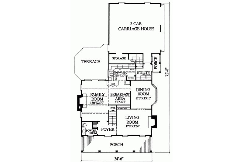 Home Plan - Floor Plan - Main Floor for Colonial House Plan #137-241 - 3 bed, 2 bath