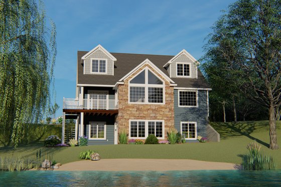 Exterior - Rear Elevation for Beach House Plan #1064-27 - 3 bed, 2.5 bath