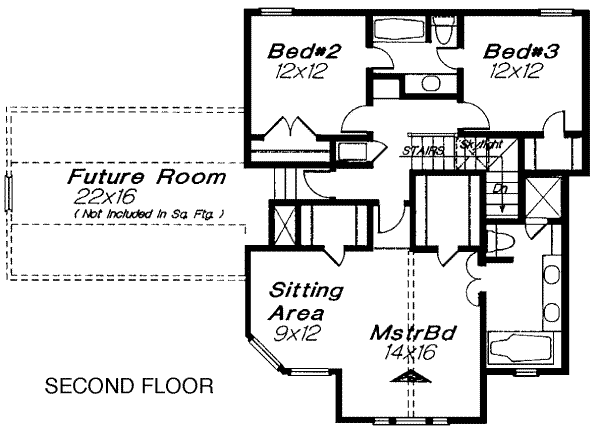 Southern Floor Plan - Upper Floor Plan #310-208