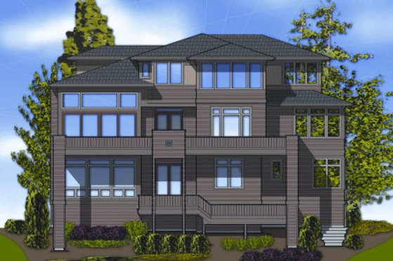 Exterior - Rear Elevation for Contemporary House Plan #48-254 - 5 bed, 4.5 bath