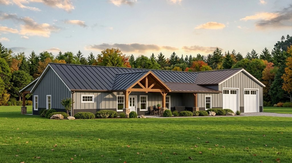 Exterior - Front Elevation 2 for Barndominium House Plan #1064-261 - 3 bed, 2 bath