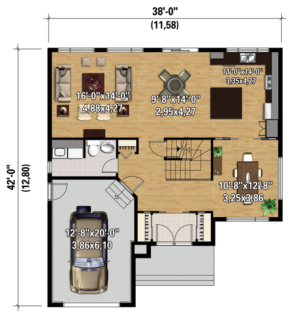 Contemporary Floor Plan - Main Floor Plan #25-4348