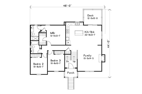 Floor Plan - Main Floor for Traditional House Plan #22-629 - 3 bed, 2.5 bath