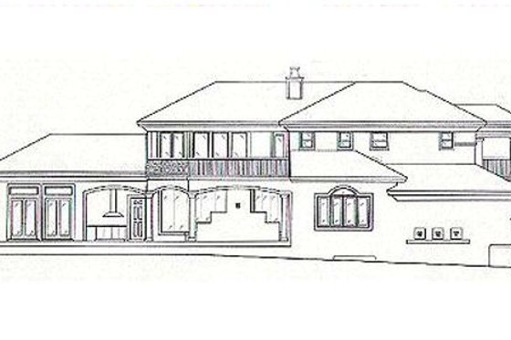 Exterior - Rear Elevation for European House Plan #27-269 - 4 bed, 5.5 bath