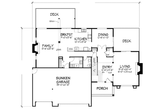 Floor Plan - Main Floor for Country House Plan #320-468 - 3 bed, 2.5 bath