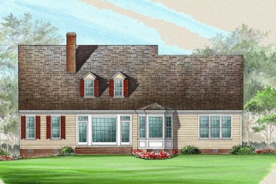 Exterior - Rear Elevation for Country House Plan #137-188 - 3 bed, 2 bath
