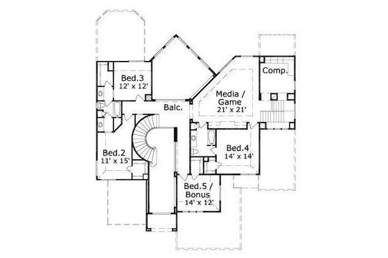 Floor Plan - Upper Floor for European House Plan #411-326 - 6 bed, 4 bath