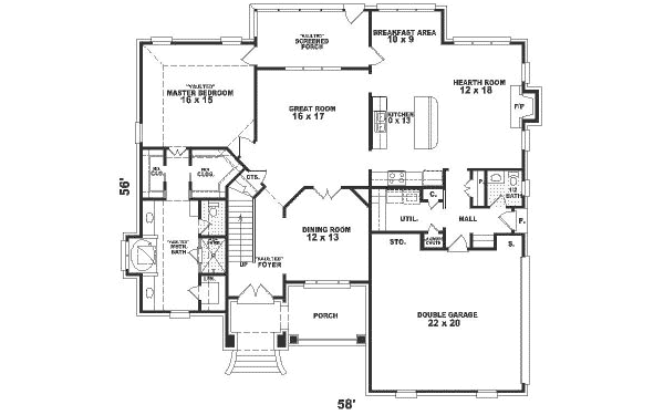 Traditional Floor Plan - Main Floor Plan #81-306