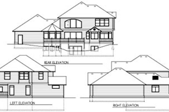 Exterior - Rear Elevation for Traditional House Plan #100-461 - 4 bed, 2.5 bath