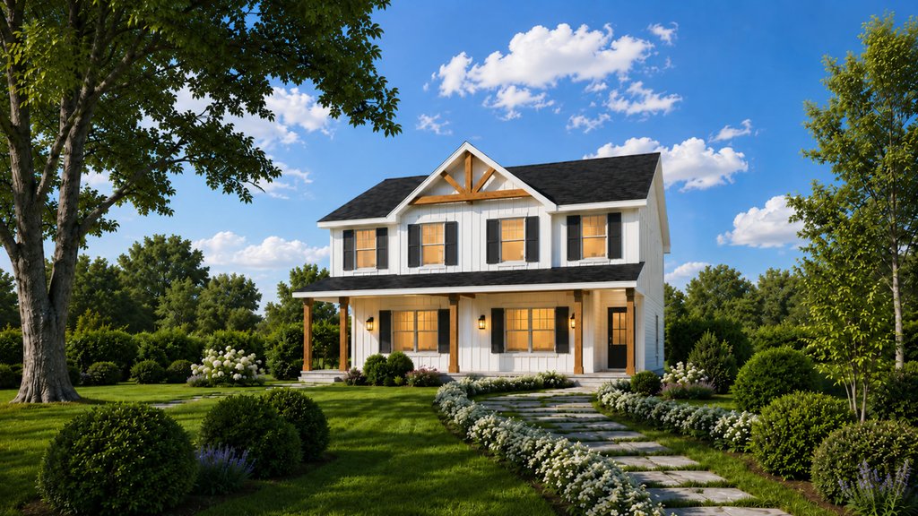 Exterior - Front Elevation 2 for Farmhouse House Plan #20-2629 - 3 bed, 2.5 bath