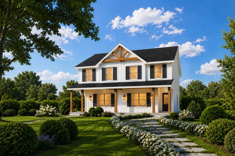 Architectural House Design - Exterior - Front Elevation 2 for Farmhouse House Plan #20-2629 - 3 bed, 2.5 bath
