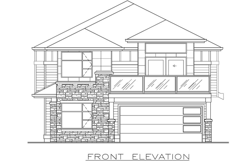 House Design - Exterior - Front Elevation 3 for Modern House Plan #1100-16 - 3 bed, 2 bath