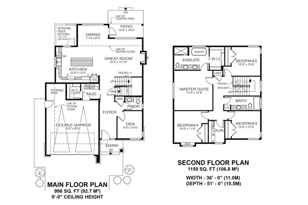 Modern Floor Plan - Main Floor Plan #1100-56