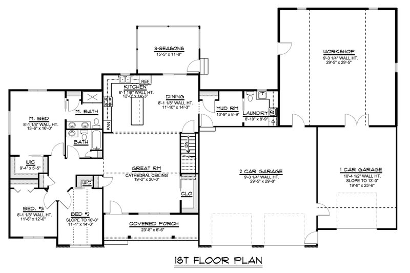 House Plan Design - Floor Plan - Main Floor for Craftsman House Plan #1064-36 - 3 bed, 2.5 bath