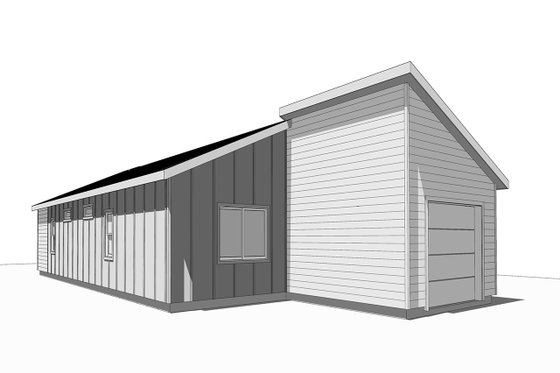 Exterior - Rear Elevation 2 for Modern House Plan #1099-6 - 2 bed, 2 bath