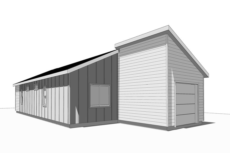 Home Plan - Exterior - Rear Elevation 2 for Modern House Plan #1099-6 - 2 bed, 2 bath