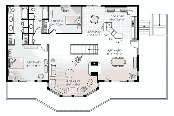 Floor Plan - Main Floor for Contemporary House Plan #23-2066 - 4 bed, 3 bath