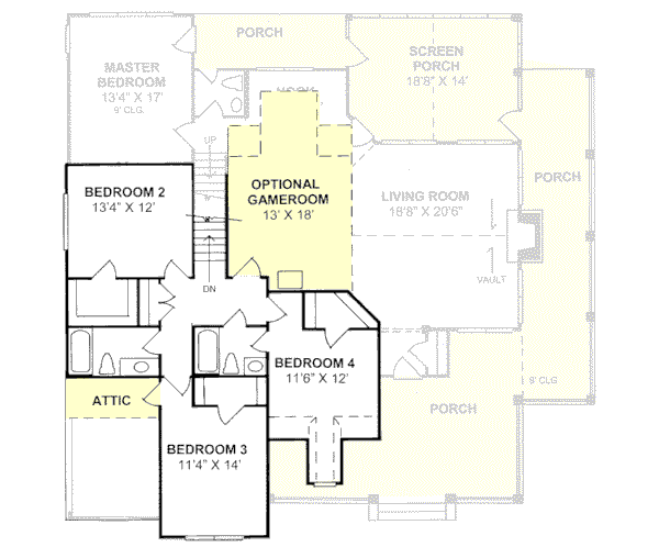 House Plan Design - Country Floor Plan - Upper Floor Plan #20-183