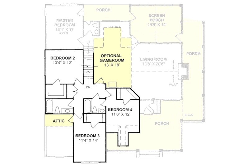 Home Plan - Floor Plan - Upper Floor for Country House Plan #20-183 - 4 bed, 3.5 bath