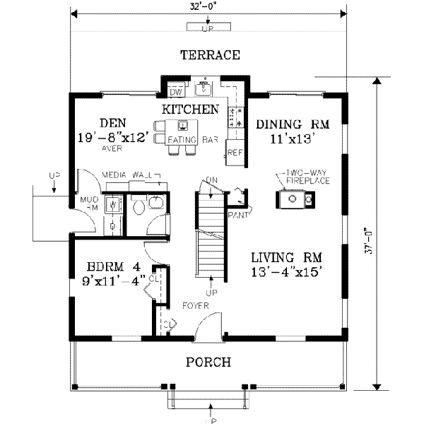 Architectural House Design - Country Floor Plan - Main Floor Plan #3-152